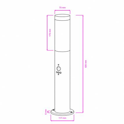 BRILAGI - Lampa zewnętrzna z czujnikiem ELIA 1xE27/20W/230V IP44 50 cm antracyt