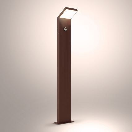 Brilagi - Lampa zewnętrzna LED z czujnikiem RIANO LED/8W/230V, brązowa, IP65, 80 cm