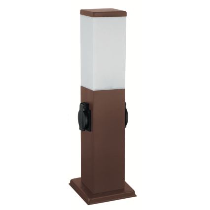 Brilagi - Lampa zewnętrzna NOVA z 2 gniazdami SCHUKO, 1xE27/15W/230V, 40 cm, IP44, brązowa