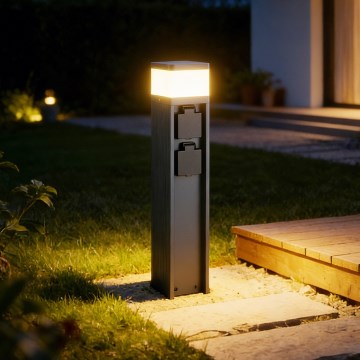 Brilagi - Lampa zewnętrzna PILLAR z 2 gniazdami SCHUKO, 1x G9/11W/230V, stopień ochrony IP44, antracyt