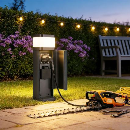 Brilagi - Lampa zewnętrzna z 2 gniazdami SCHUKO PILLAR 1xG9/11W/230V IP44 antracyt