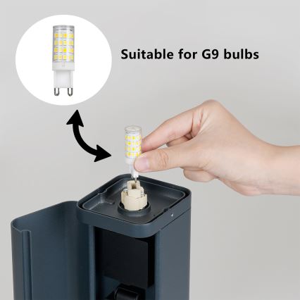 Brilagi - Lampa zewnętrzna z 2 gniazdami SCHUKO PILLAR 1xG9/11W/230V IP44 antracyt