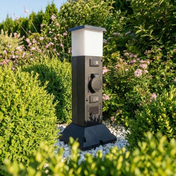 Brilagi - Lampa zewnętrzna z 2 gniazdami SCHUKO 1xE14/15W/230V IP44 czarna