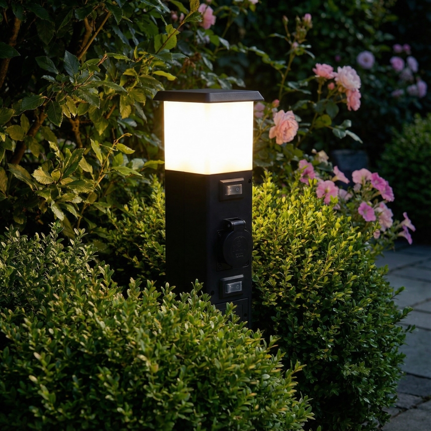 Brilagi - Lampa zewnętrzna z 2 gniazdami SCHUKO 1xE14/15W/230V IP44 czarna