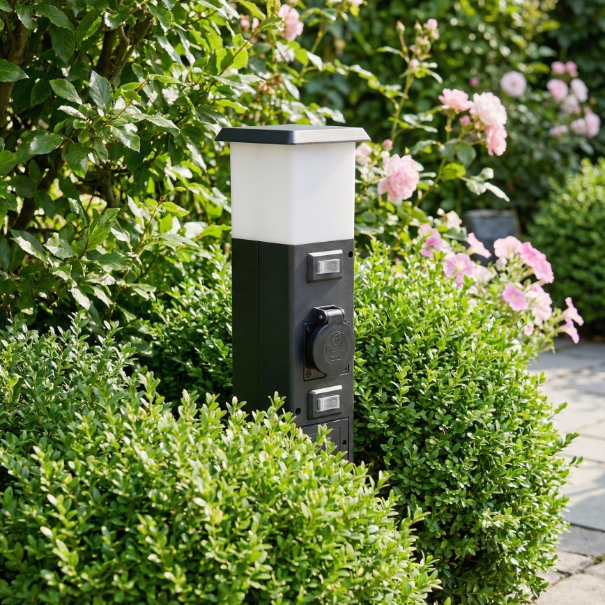 Brilagi - Lampa zewnętrzna z 2 gniazdami SCHUKO 1xE14/15W/230V IP44 czarna