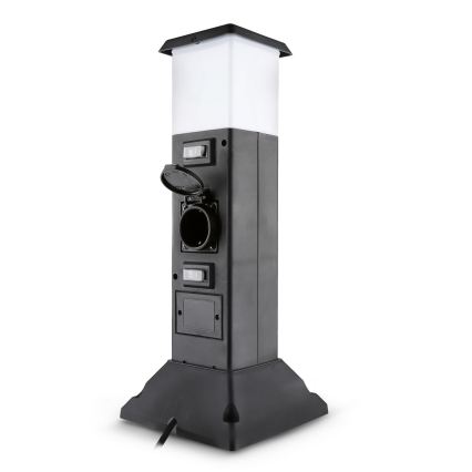 Brilagi - Lampa zewnętrzna z 2 gniazdami SCHUKO 1xE14/15W/230V IP44 czarna