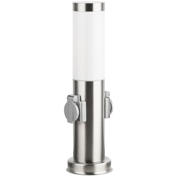 Brilagi - Lampa zewnętrzna z 2 gniazdami SCHUKO 1xE27/15W/230V 40 cm IP44 matowy chrom