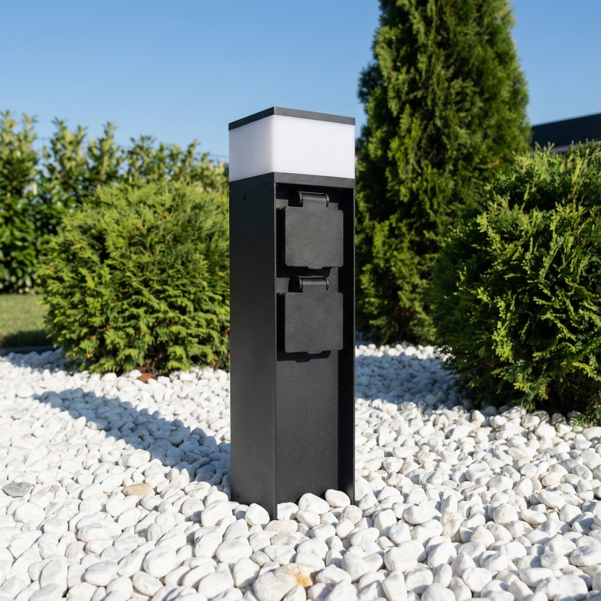 Brilagi - Lampa zewnętrzna z 2 gniazdami SCHUKO 1xG9/11W/230V IP44 czarna