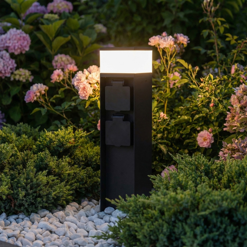 Brilagi - Lampa zewnętrzna z 2 gniazdami SCHUKO 1xG9/11W/230V IP44 czarna