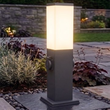 Brilagi - Lampa zewnętrzna z 2 gniazdami SCHUKO NOVA 1xE27/15W/230V 40 cm IP44 antracyt
