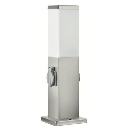 Brilagi - Lampa zewnętrzna z 2 gniazdami SCHUKO NOVA 1xE27/15W/230V 40 cm IP44 matowy chrom