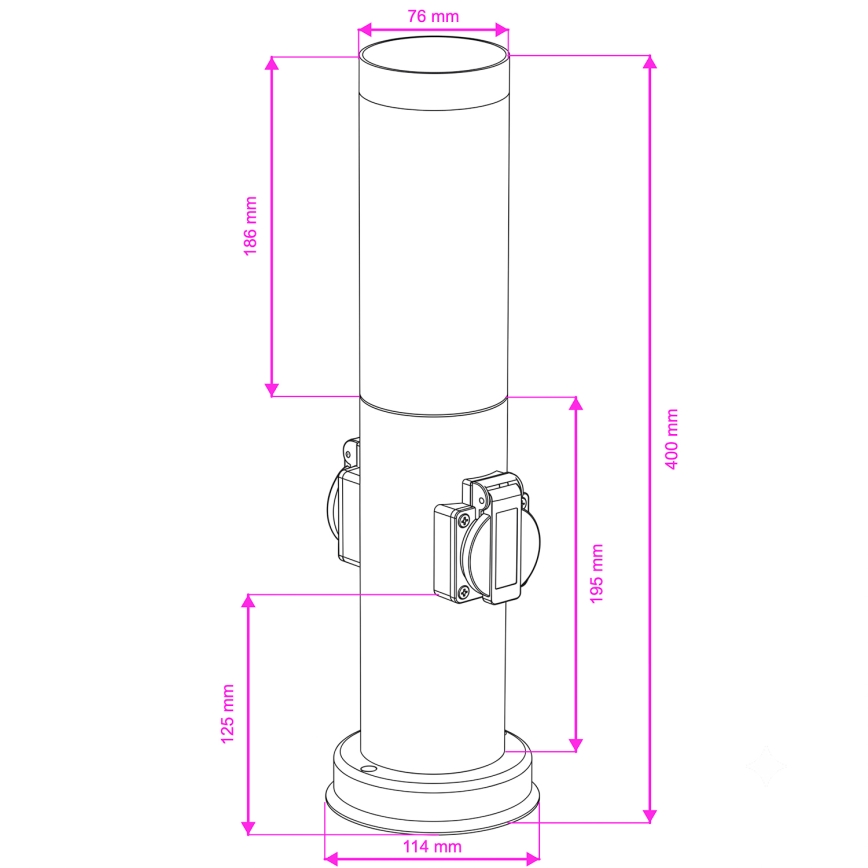 Brilagi - Lampa zewnętrzna z 2 gniazdami SCHUKO NOVA 1xE27/15W/230V 40 cm IP44 czarna