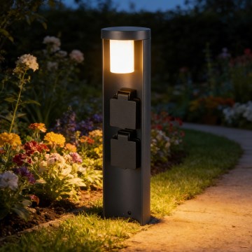 Brilagi - Lampa zewnętrzna z 2 gniazdami SCHUKO PILLAR 1xG9/11W/230V IP44 antracyt
