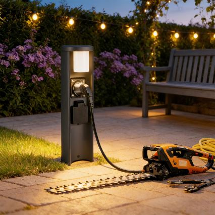 Brilagi - Lampa zewnętrzna z 2 gniazdami SCHUKO PILLAR 1xG9/11W/230V IP44 antracyt