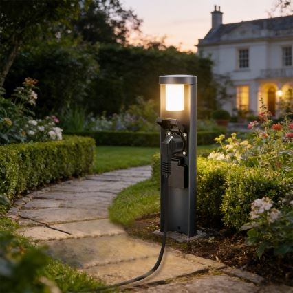 Brilagi - Lampa zewnętrzna z 2 gniazdami SCHUKO PILLAR 1xG9/11W/230V IP44 antracyt