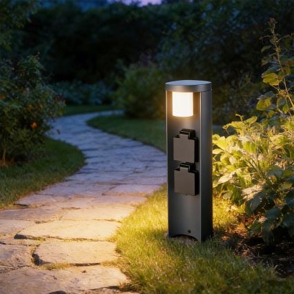 Brilagi - Lampa zewnętrzna z 2 gniazdami SCHUKO PILLAR 1xG9/11W/230V IP44 antracyt