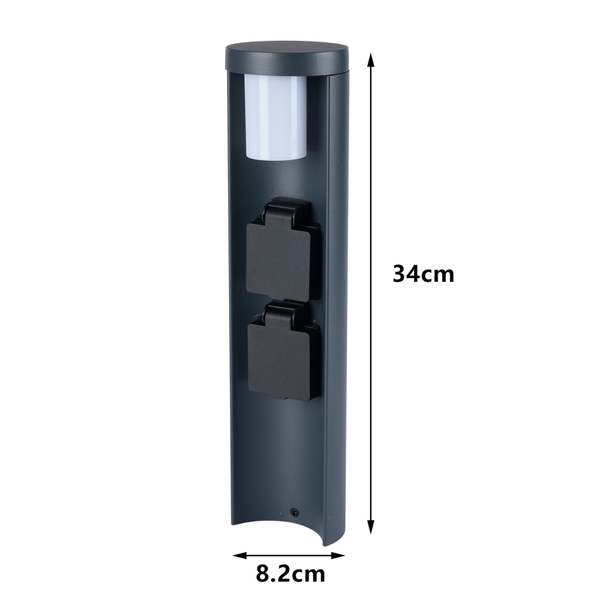 Brilagi - Lampa zewnętrzna z 2 gniazdami SCHUKO PILLAR 1xG9/11W/230V IP44 antracyt
