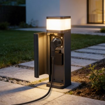 Brilagi - Lampa zewnętrzna z 2 gniazdami SCHUKO PILLAR 1xG9/11W/230V IP44 antracyt