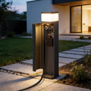 Brilagi - Lampa zewnętrzna z 2 gniazdami SCHUKO PILLAR 1xG9/11W/230V IP44 antracyt