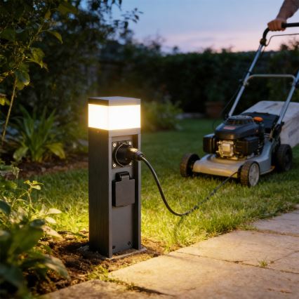 Brilagi - Lampa zewnętrzna z 2 gniazdami SCHUKO PILLAR 1xG9/11W/230V IP44 antracyt