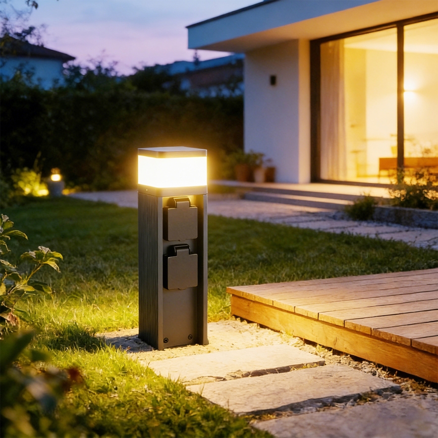 Brilagi - Lampa zewnętrzna z 2 gniazdami SCHUKO PILLAR 1xG9/11W/230V IP44 antracyt