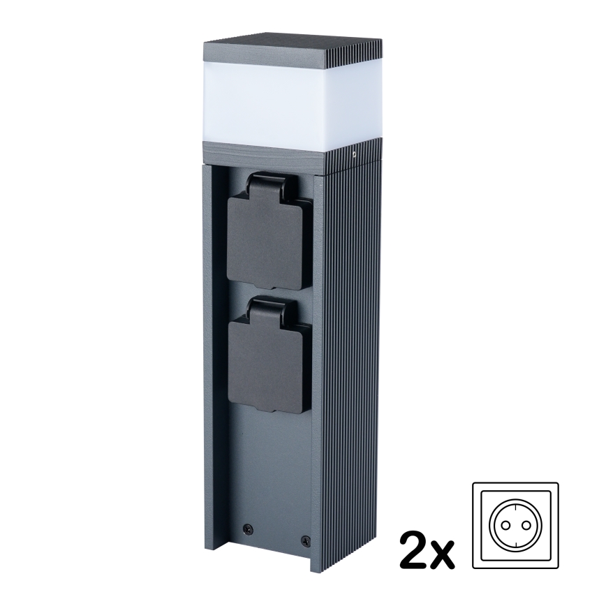 Brilagi - Lampa zewnętrzna z 2 gniazdami SCHUKO PILLAR 1xG9/11W/230V IP44 antracyt