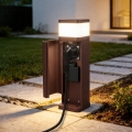 BRILAGI - Lampa zewnętrzna z 2 gniazdami SCHUKO PILLAR 1xG9/11W/230V IP44 brązowa