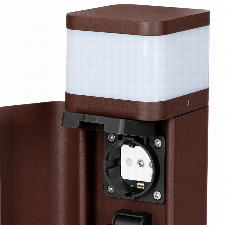 BRILAGI - Lampa zewnętrzna z 2 gniazdami SCHUKO PILLAR 1xG9/11W/230V IP44 brązowa