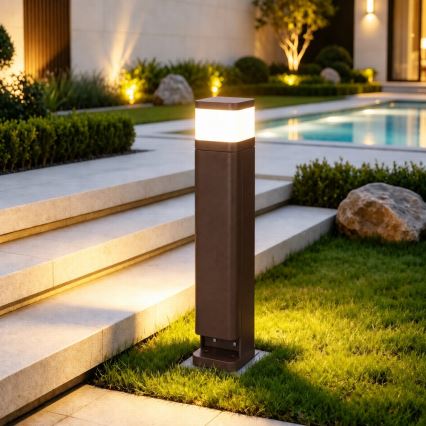 BRILAGI - Lampa zewnętrzna z 2 gniazdami SCHUKO PILLAR 1xG9/11W/230V IP44 brązowa