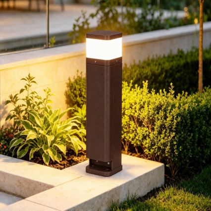 BRILAGI - Lampa zewnętrzna z 2 gniazdami SCHUKO PILLAR 1xG9/11W/230V IP44 brązowa