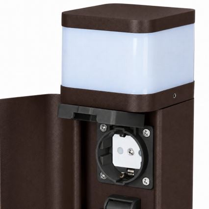BRILAGI - Lampa zewnętrzna z 2 gniazdami SCHUKO PILLAR 1xG9/11W/230V IP44 brązowa