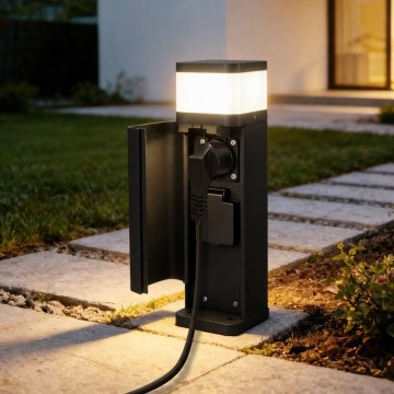 BRILAGI - Lampa zewnętrzna z 2 gniazdami SCHUKO PILLAR 1xG9/11W/230V IP44 czarna