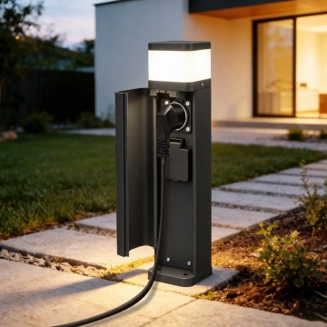 BRILAGI - Lampa zewnętrzna z 2 gniazdami SCHUKO PILLAR 1xG9/11W/230V IP44 czarna