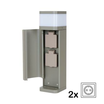 BRILAGI - Lampa zewnętrzna z 2 gniazdami SCHUKO PILLAR 1xG9/11W/230V IP44 szara