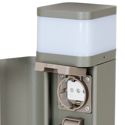 BRILAGI - Lampa zewnętrzna z 2 gniazdami SCHUKO PILLAR 1xG9/11W/230V IP44 szara