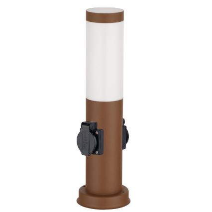 Brilagi - Zewnętrzna lampa NOVA z 2 gniazdami SCHUKO, 1xE27/15W/230V, 40 cm, IP44, brązowa