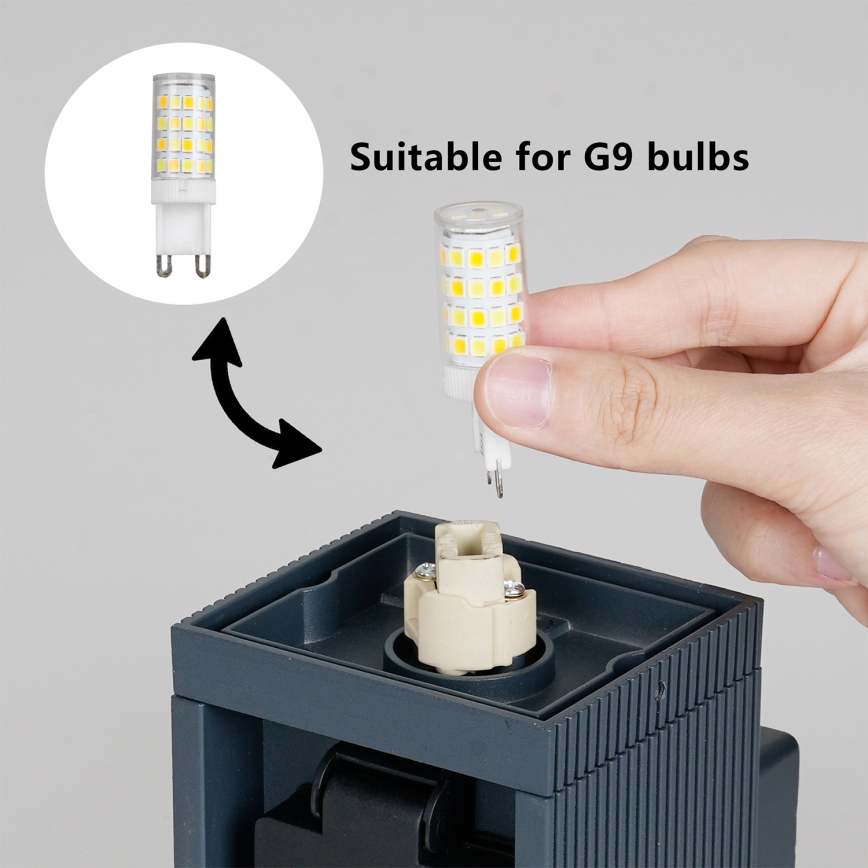Brilagi - Lampa ścienna zewnętrzna z gniazdem SCHUKO PILLAR 1xG9/11W/230V IP44 antracyt