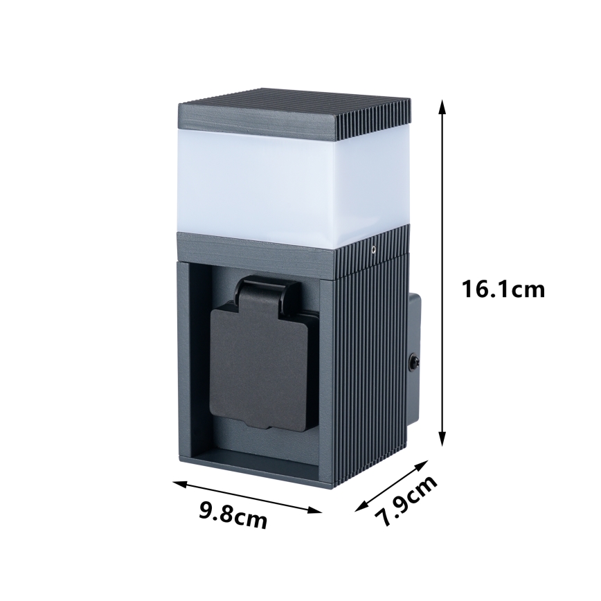 Brilagi - Lampa ścienna zewnętrzna z gniazdem SCHUKO PILLAR 1xG9/11W/230V IP44 antracyt