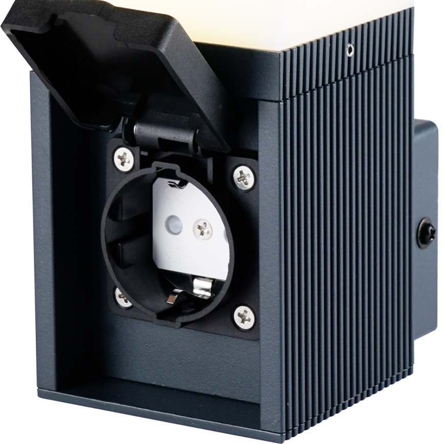Brilagi - Lampa ścienna zewnętrzna z gniazdem SCHUKO PILLAR 1xG9/11W/230V IP44 antracyt
