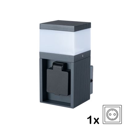 Brilagi - Lampa ścienna zewnętrzna z gniazdem SCHUKO PILLAR 1xG9/11W/230V IP44 antracyt