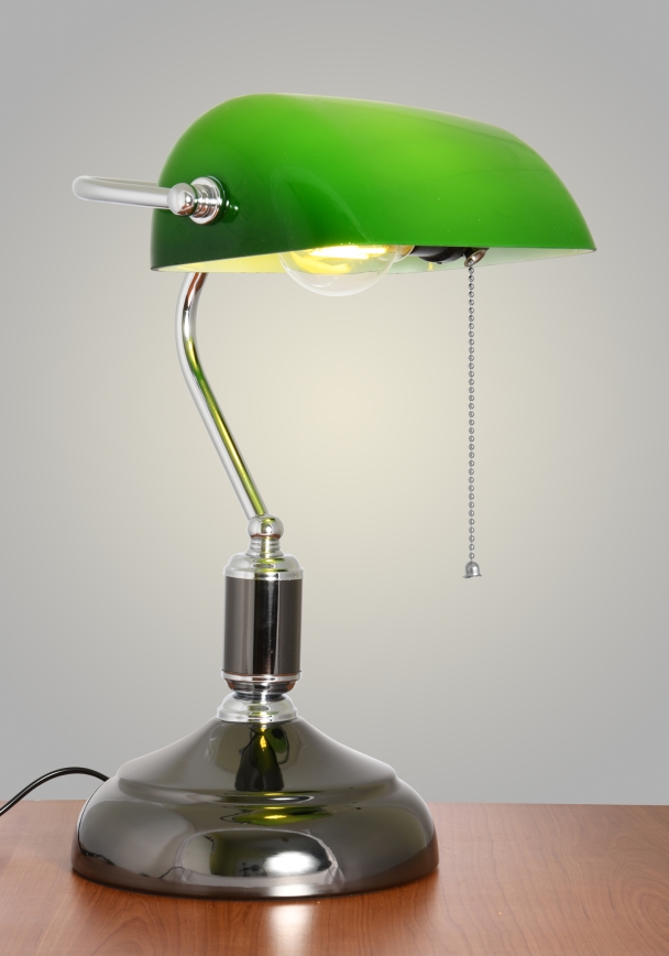 Brilagi - Lampka biurkowa BANK OFFICE 1xE27/60W/230V czarna/srebrna/zielona