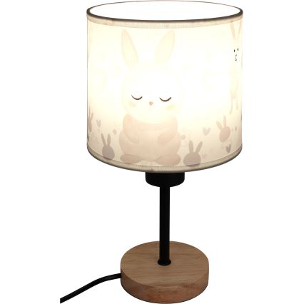Brilagi - Dziecięca lampka biurkowa BOBO WOOD 1xE27/25W/230V dąb/czarny/biały/króliczki