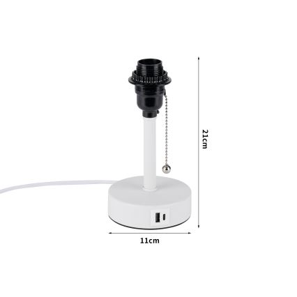 Brilagi - Lampka stołowa TABLON z portem USB 1xE27/25W/230V biała