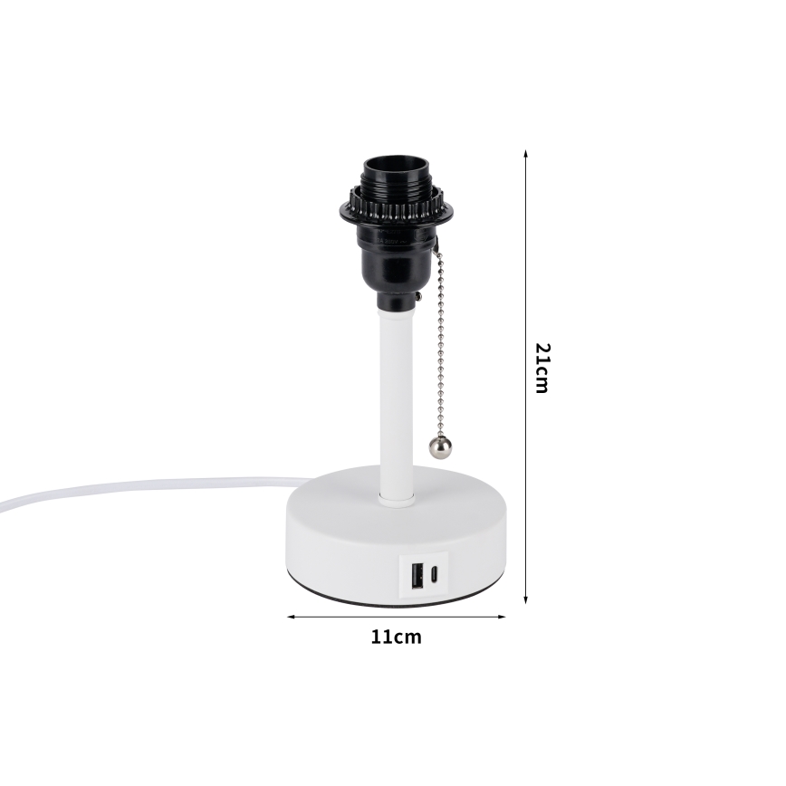 Brilagi - Lampka stołowa TABLON z portem USB 1xE27/25W/230V biała