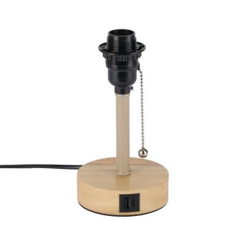 Brilagi - Lampka stołowa z portem USB TABLON 1xE27/25W/230V dąb/beżowy