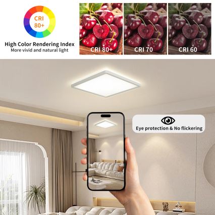 Brilagi - LED Lampa ściemnialna z czujnikiem ruchu i zmierzchu ULTRA SLIM LED/18W/230V 30x30 cm + pilot zdalnego sterowania