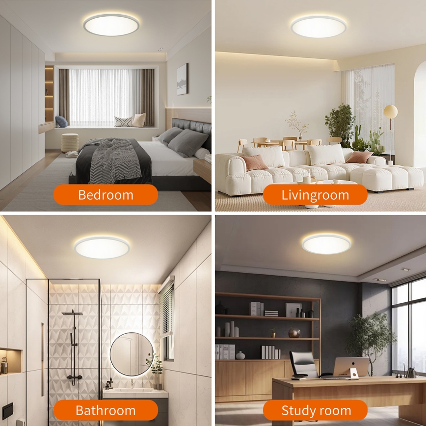 Brilagi - LED Lampa ściemnialna z czujnikiem ruchu i zmierzchu ULTRA SLIM LED/24W/230V śr. 42 cm + pilot do zdalnego sterowania