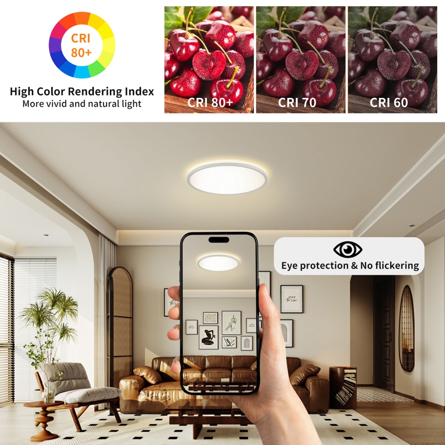Brilagi - LED Lampa ściemnialna z czujnikiem ruchu i zmierzchu ULTRA SLIM LED/24W/230V śr. 42 cm + pilot do zdalnego sterowania