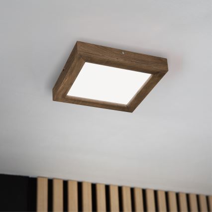 Brilagi - LED regulowane oświetlenie sufitowe do łazienki WOODY FRAME LED/24W/230V dąb orzech 30x30 cm 3000-6000K IP44 + pilot zdalnego sterowania