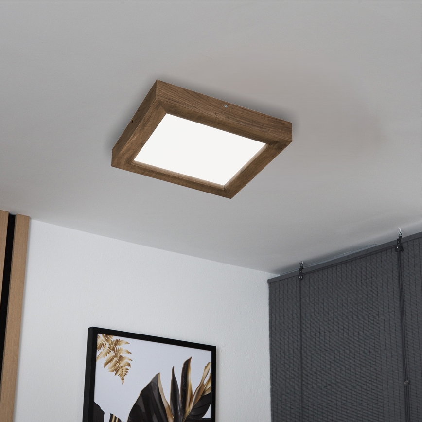 Brilagi - LED regulowane oświetlenie sufitowe do łazienki WOODY FRAME LED/24W/230V dąb orzech 30x30 cm 3000-6000K IP44 + pilot zdalnego sterowania